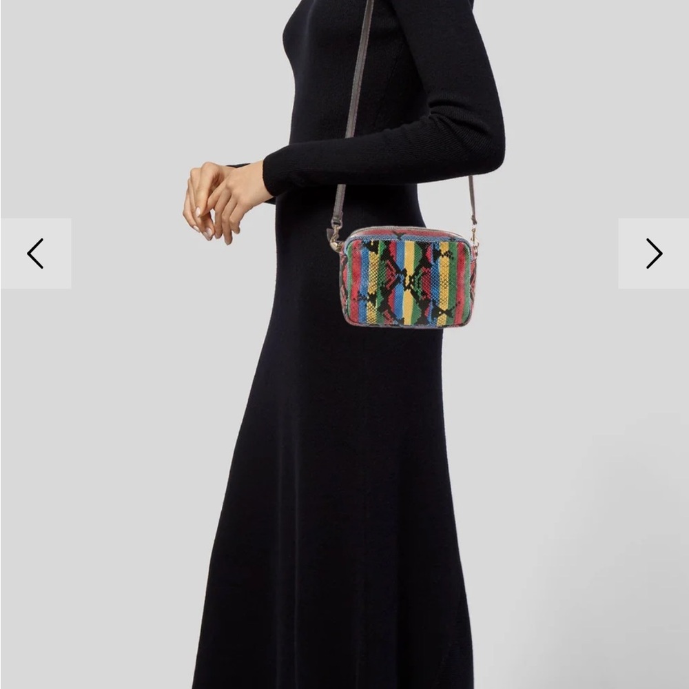 Clare V. Multicolor Striped Snakeskin -Texture Crossbody Bag